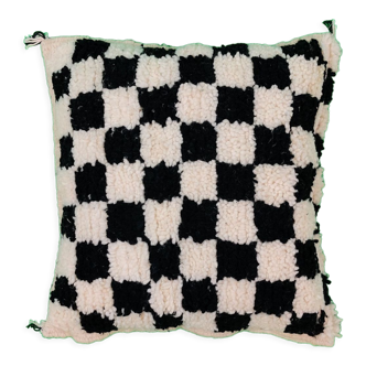 Berber black chessboard cushion