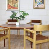VINTAGE SCANDINAVIAN CHAIRS FURNITURE FABRIC AND WOOD 1960 SWEDEN 