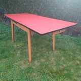 Dining table formica red foot wood