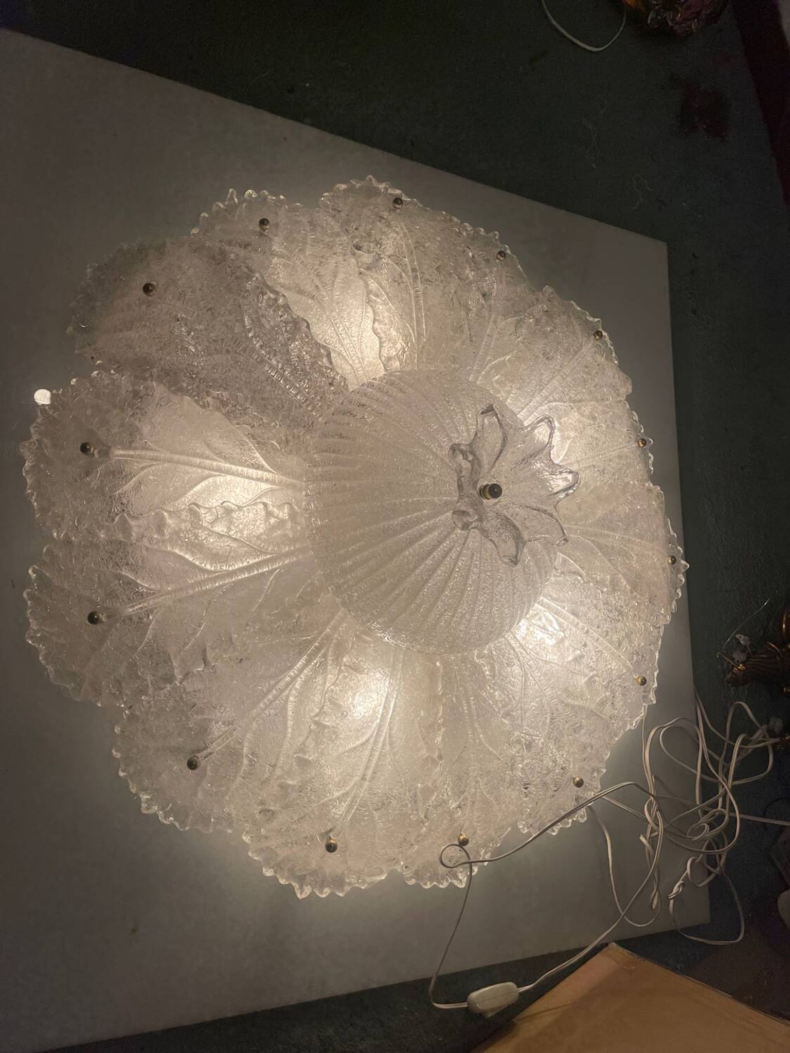 Extra Large Murano Glass Flushmount Light by Bucintoro Glass 1970’s