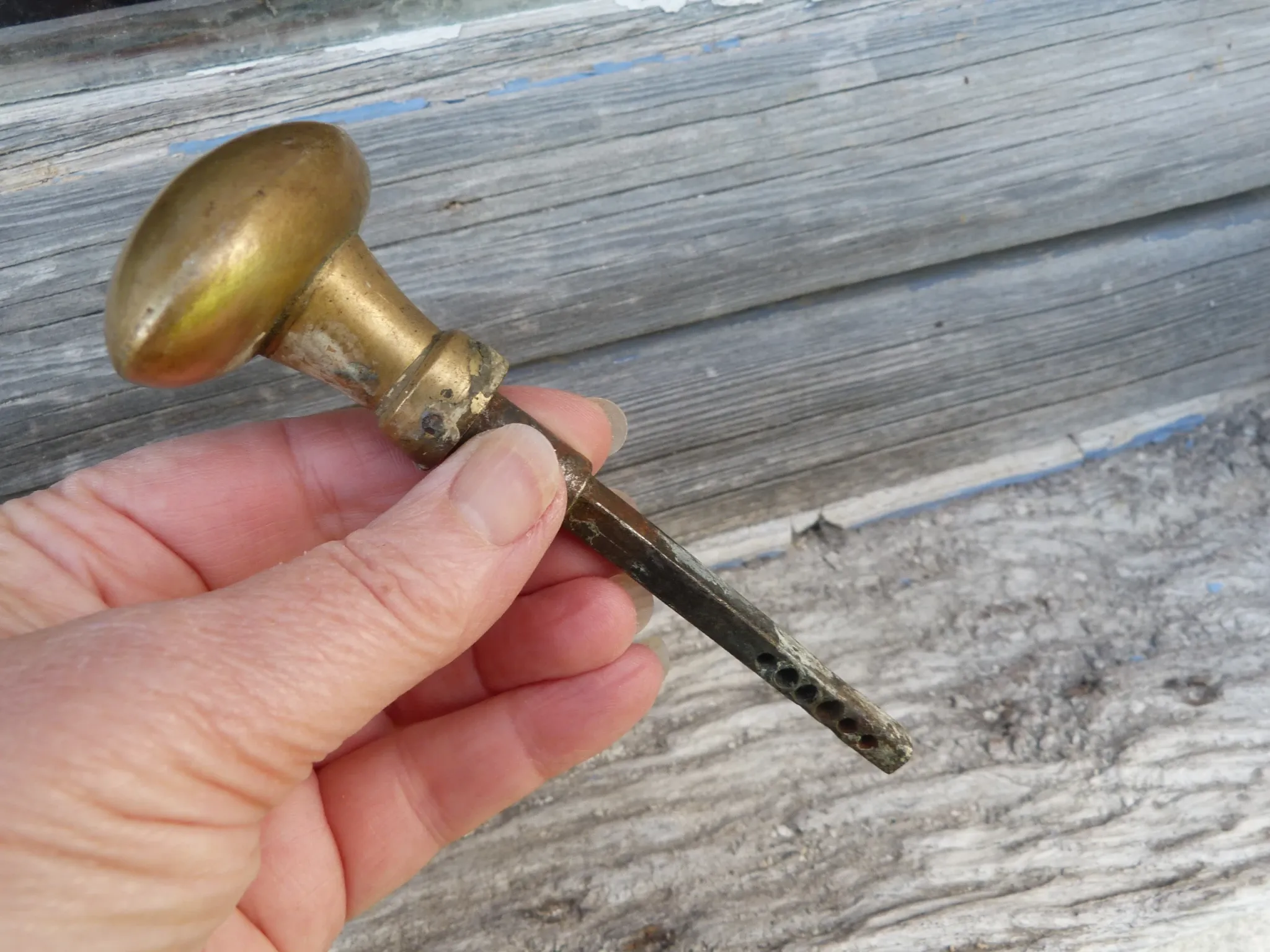 Antique gilded brass door handle