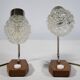 Mid-Century Crystal and Teak Table Lamps, Set of 2, 1960s