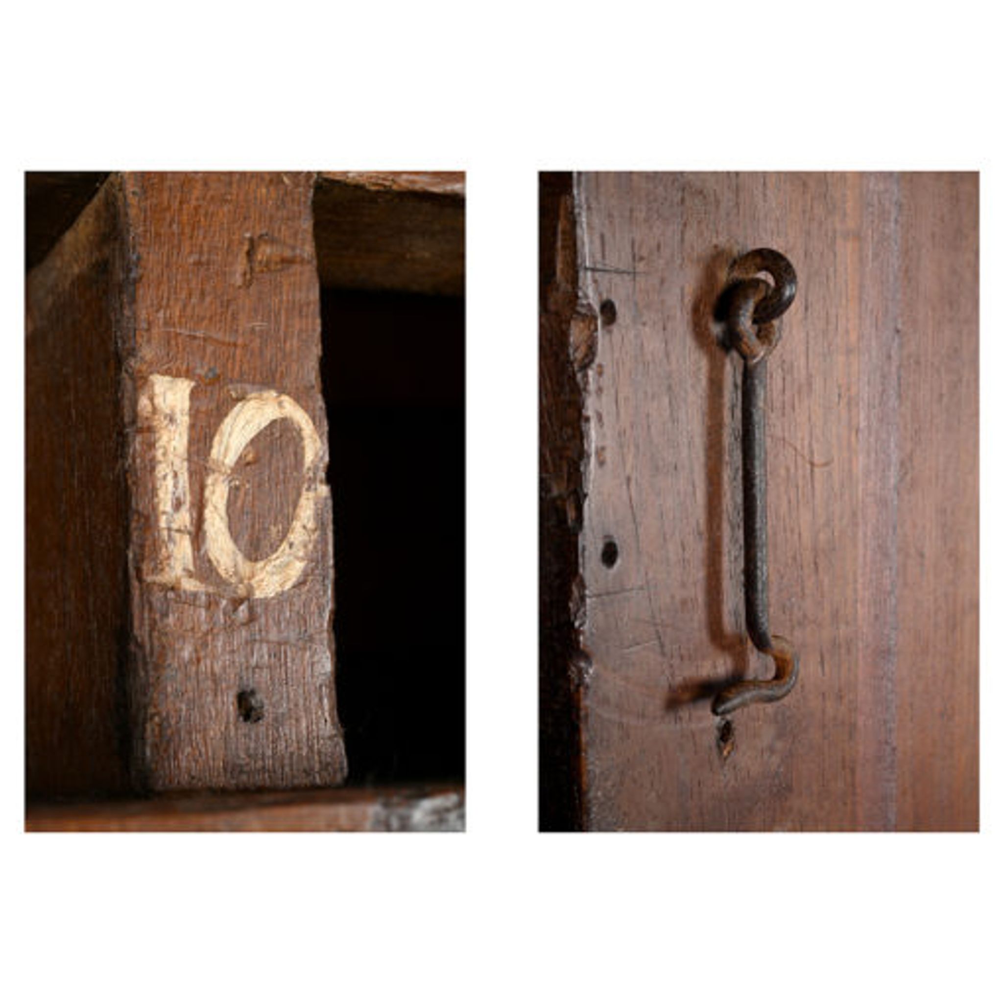 Postal sorting furniture in patinated wood
