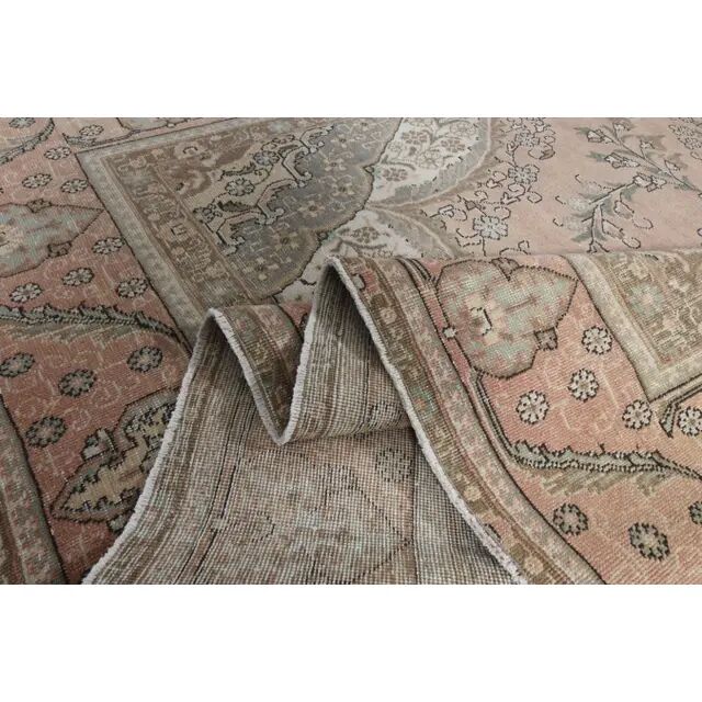 1970s Vintage Persian Handmade Wool Cotton Orange Area Rug 285x381