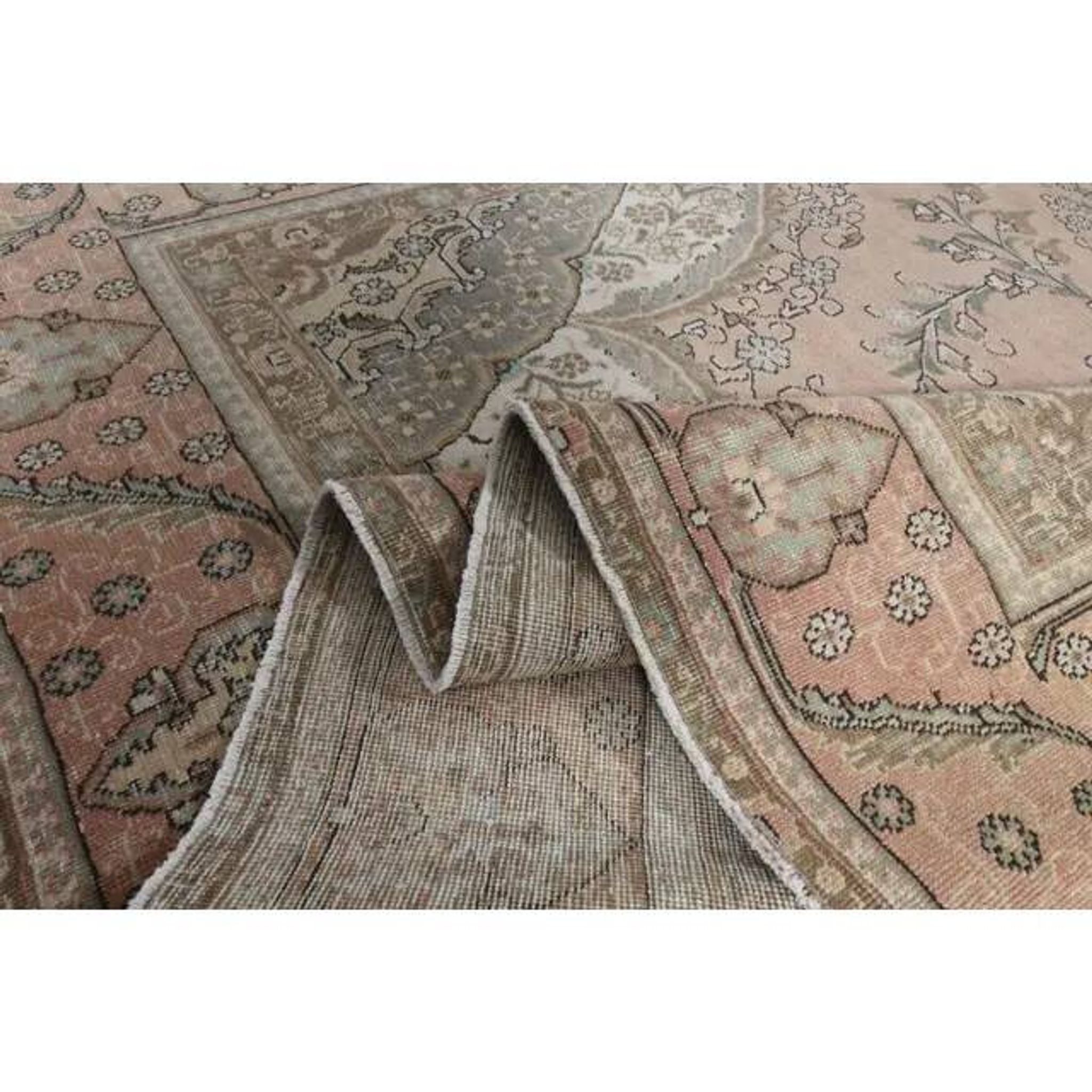 1970s Vintage Persian Handmade Wool Cotton Orange Area Rug 285x381