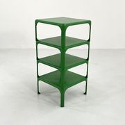 Set of 4 green stackable tables demetrio 45 by vico magistretti for artemide, 1960