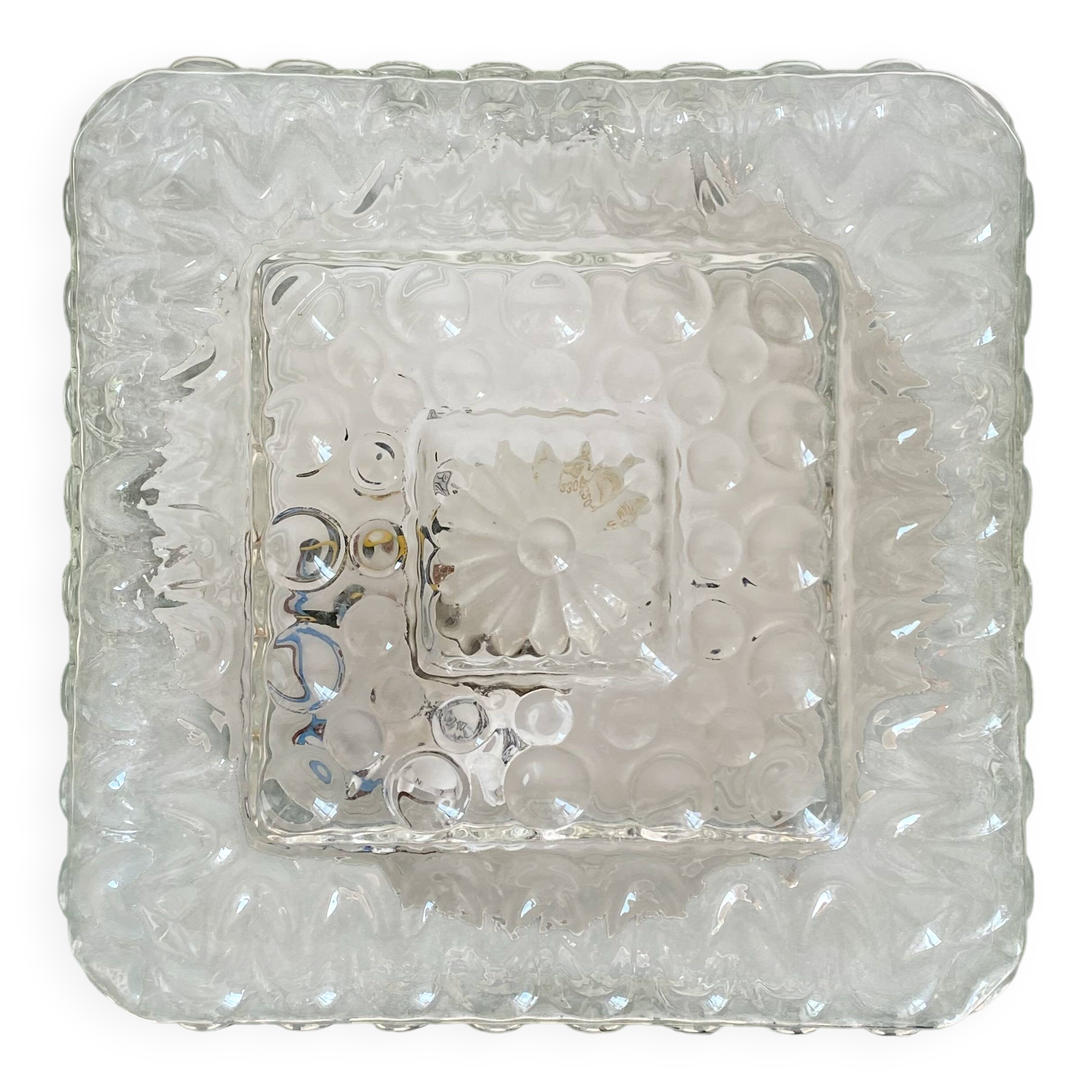 Square wall light ceiling light transparent glass gold 1970 1980 seventies
