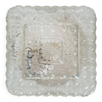 Applique murale plafonnier carré verre transparent doré 1970 1980 seventies