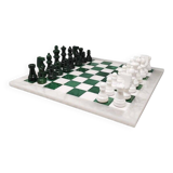 1970s Italian Volterra Alabaster Chess Set in Rare Forest Green and White