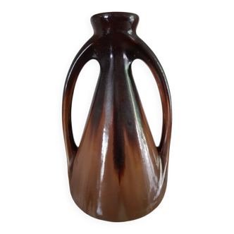 Brown blue two-barrel soliflore vase