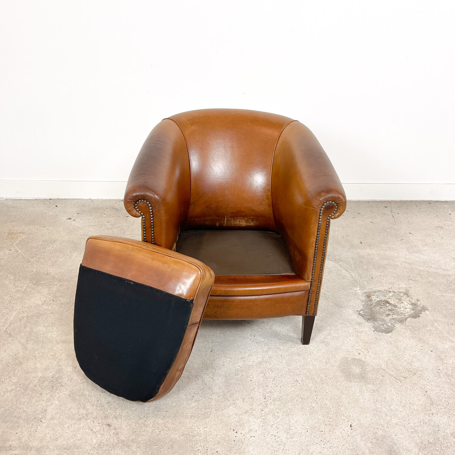 Vintage sheep leather club chair