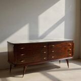 Commode en placage de palissandre avec plateau en onyx vert