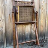 Teak and cane folding chair from the 1900s