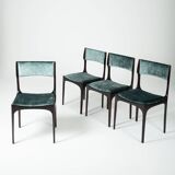 4 chaises en bois et velours Gibelli Giuseppe