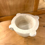 Old white grey marble mortar