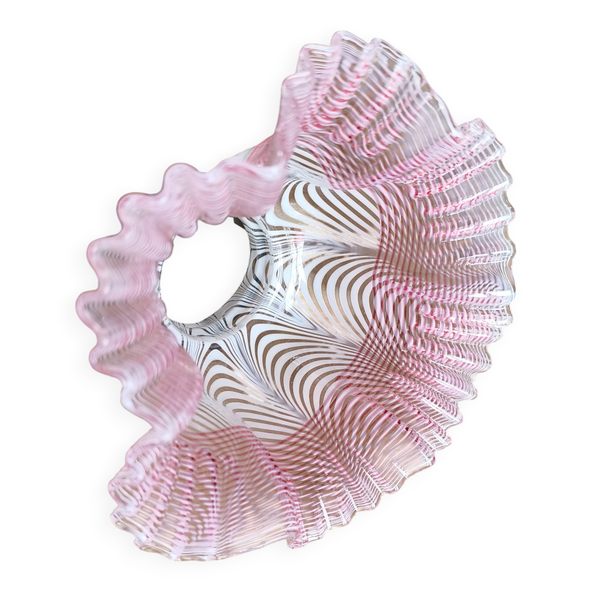 Applique col de cygne tulipe en verre rose filigrane