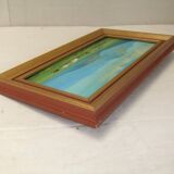 Mongolia landscape painting Signed golden frame