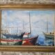 Oil on Canvas Landscape Marine Sailboats The Port Signed J Grosdemouge