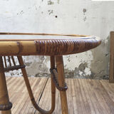 Vintage glass and rattan table