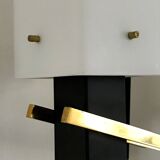 Arlus opaline and vintage steel wall light from the 1950s