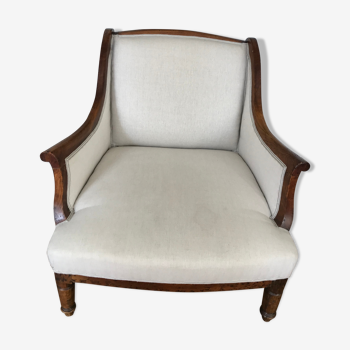 Original old armchair covered linen