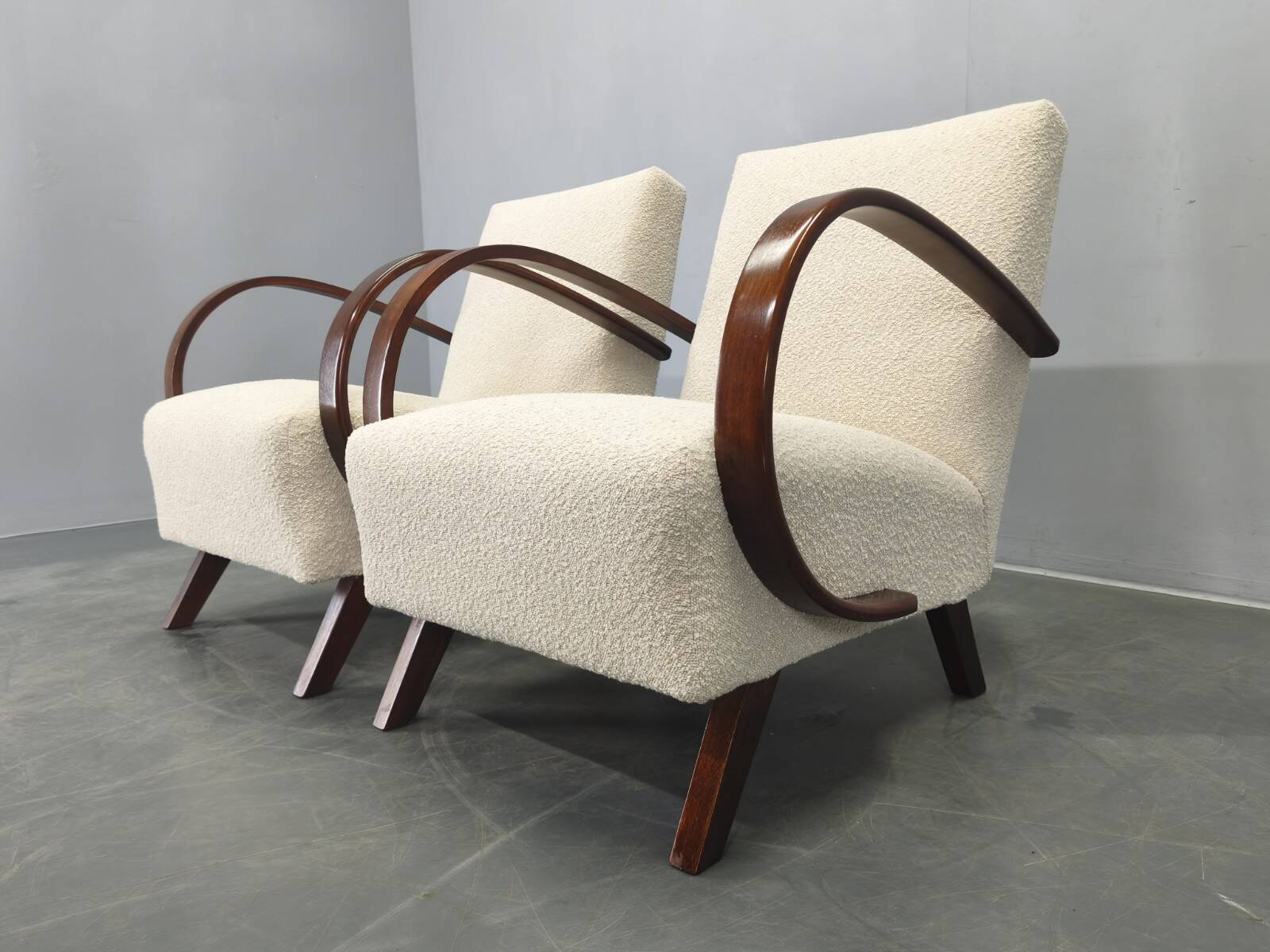 Pair of Halabala Art Deco Armchairs, 1940s