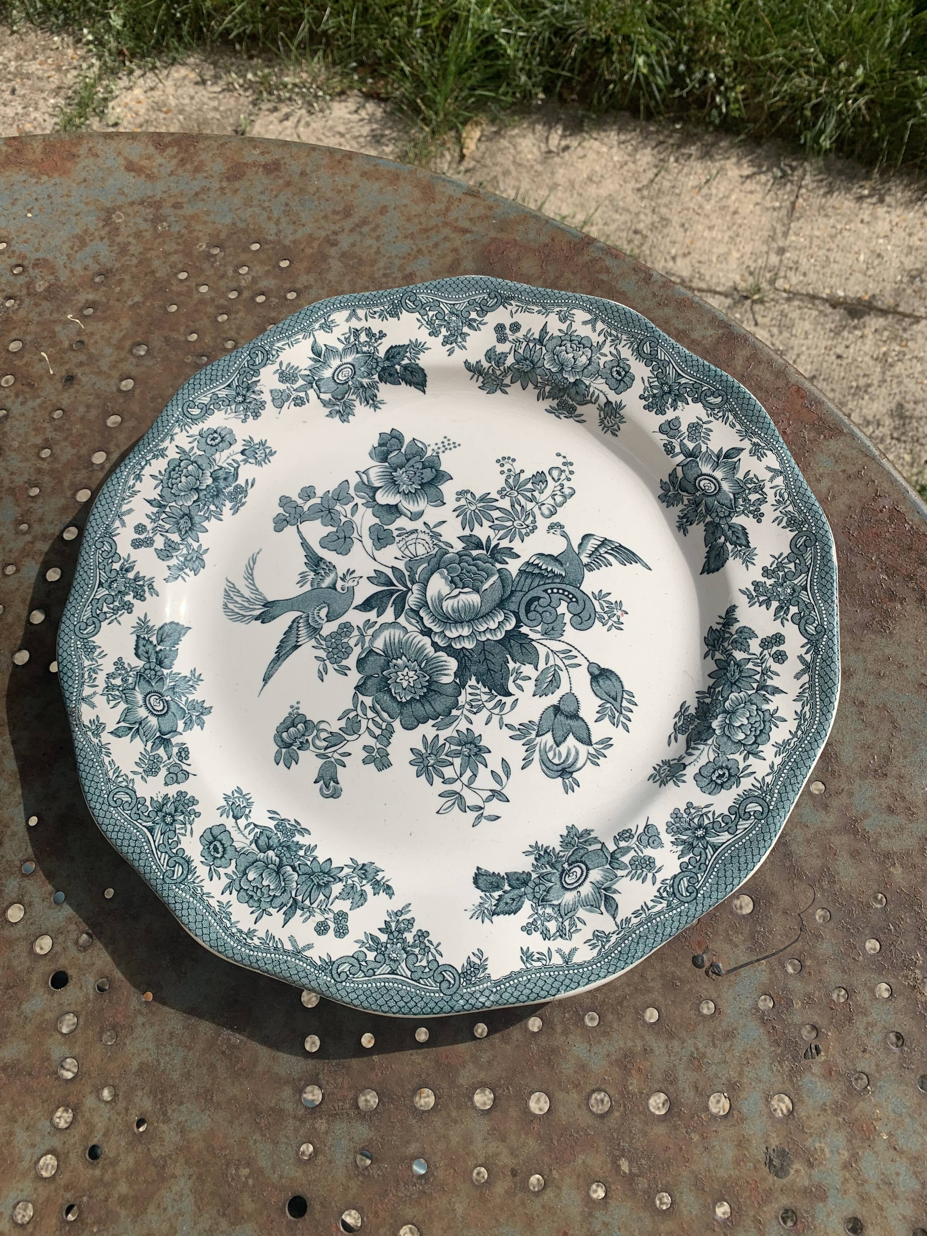 Enoch Wedgwood England cake dish Asiatic pheasants antique