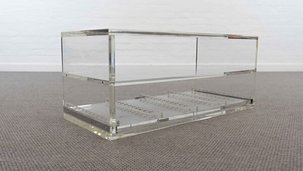 Table basse en acrylique avec tiroir, plexiglas lucite