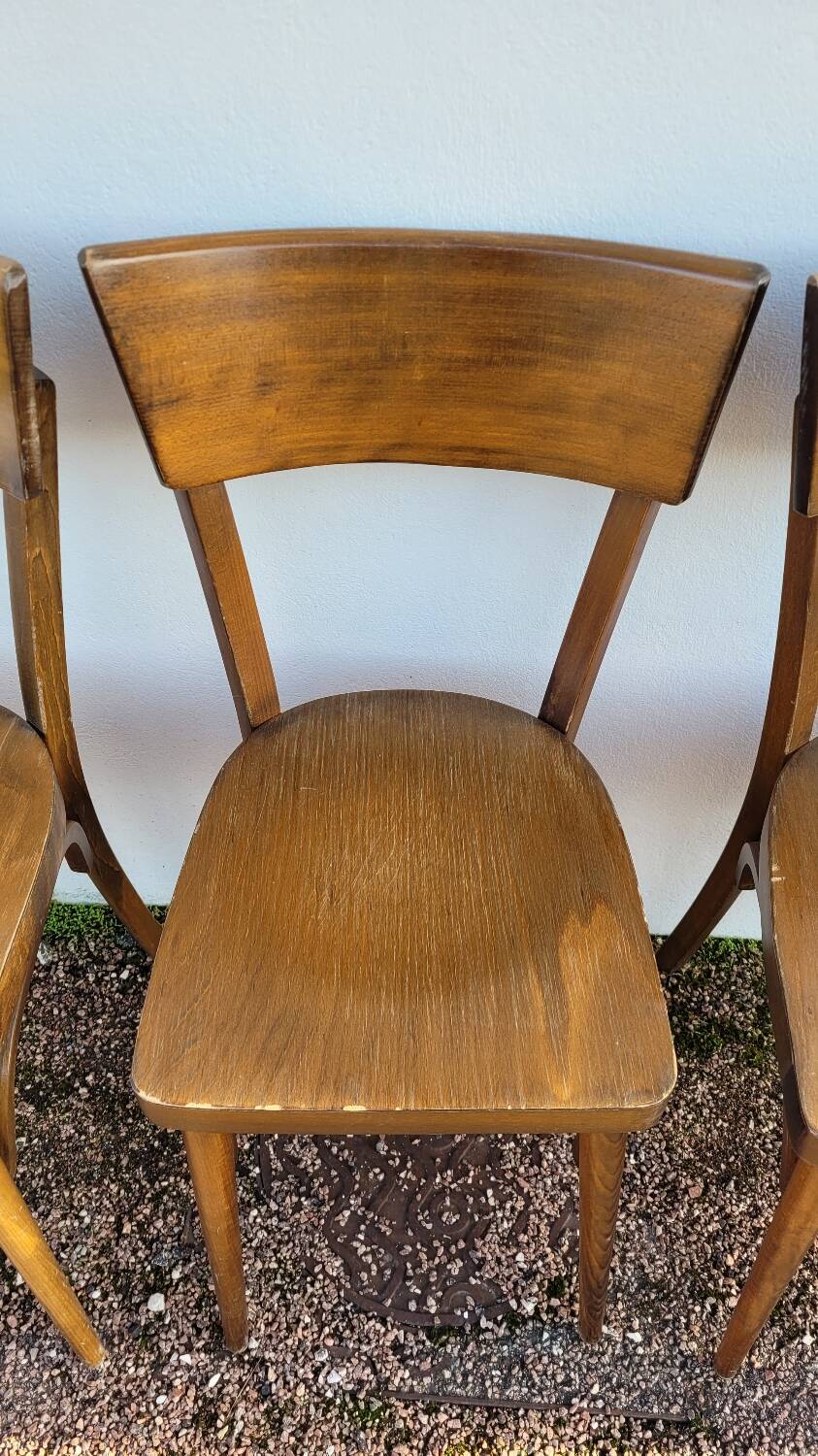 Série de 4 chaises de bistrot restaurant vintage- 1950s