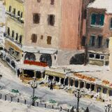 Painting on vintage canvas