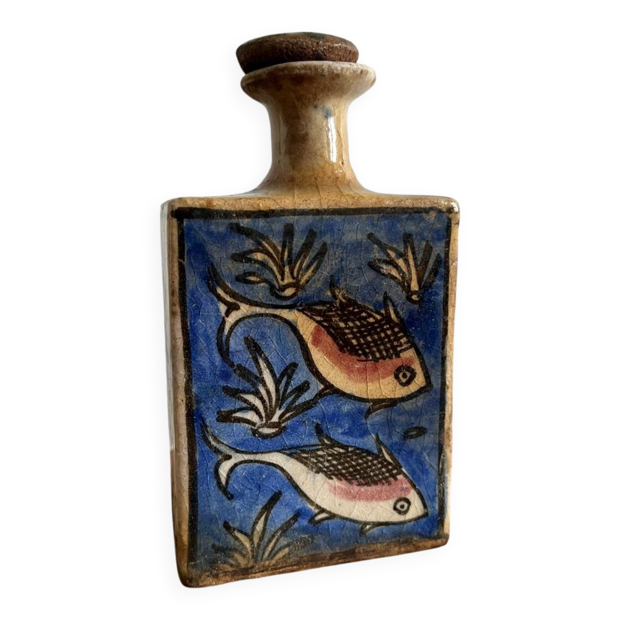 Qajar Persian pottery bottle vase