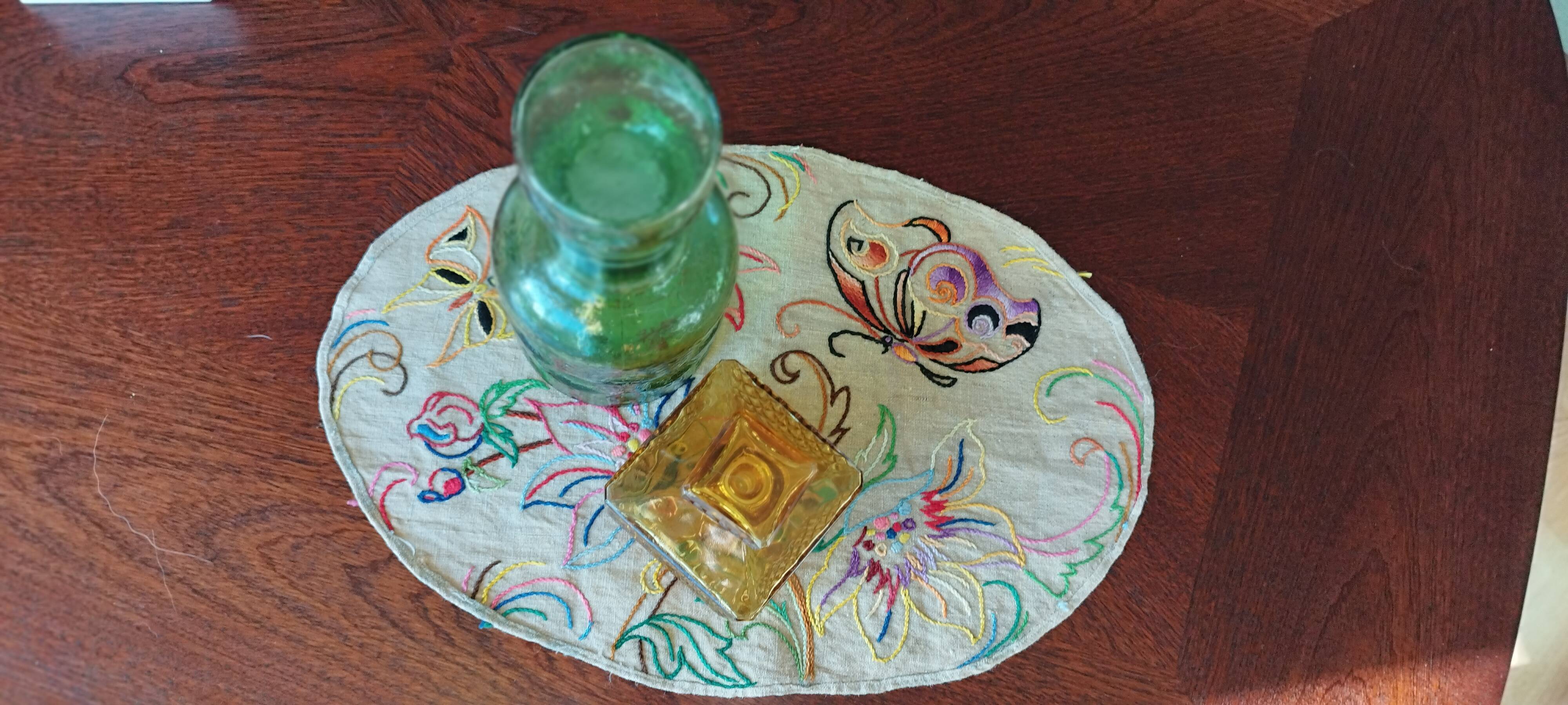 Antique embroidered placemat