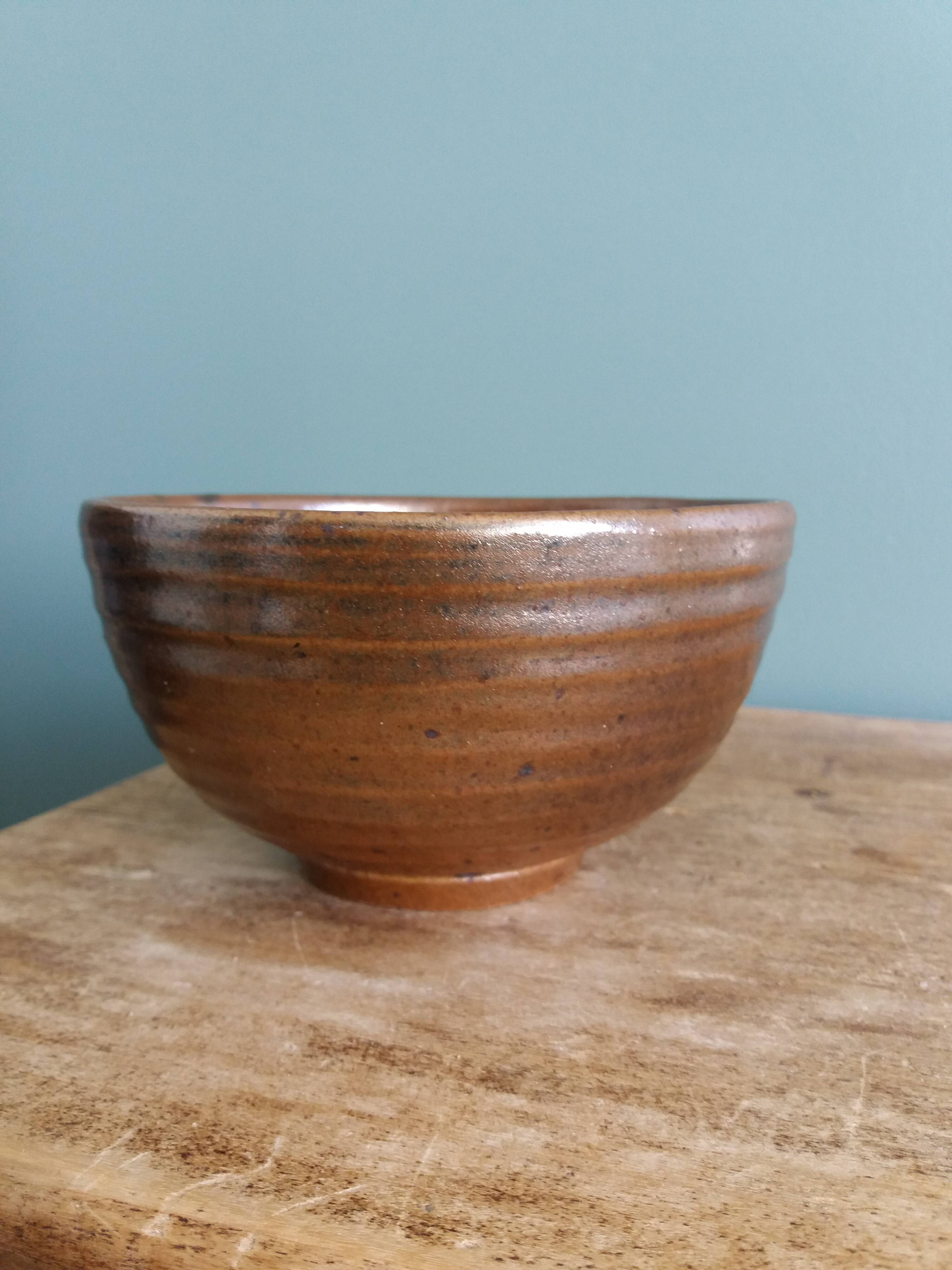 Bol coupelle en grès émaillé signé Fontgombault