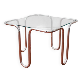 Table basse en chrome et verre par Ezio Didone, Italie, années 1970