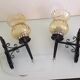 Pair of vintage iron and smoked glass