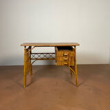 Vintage desk in bamboo and rattan