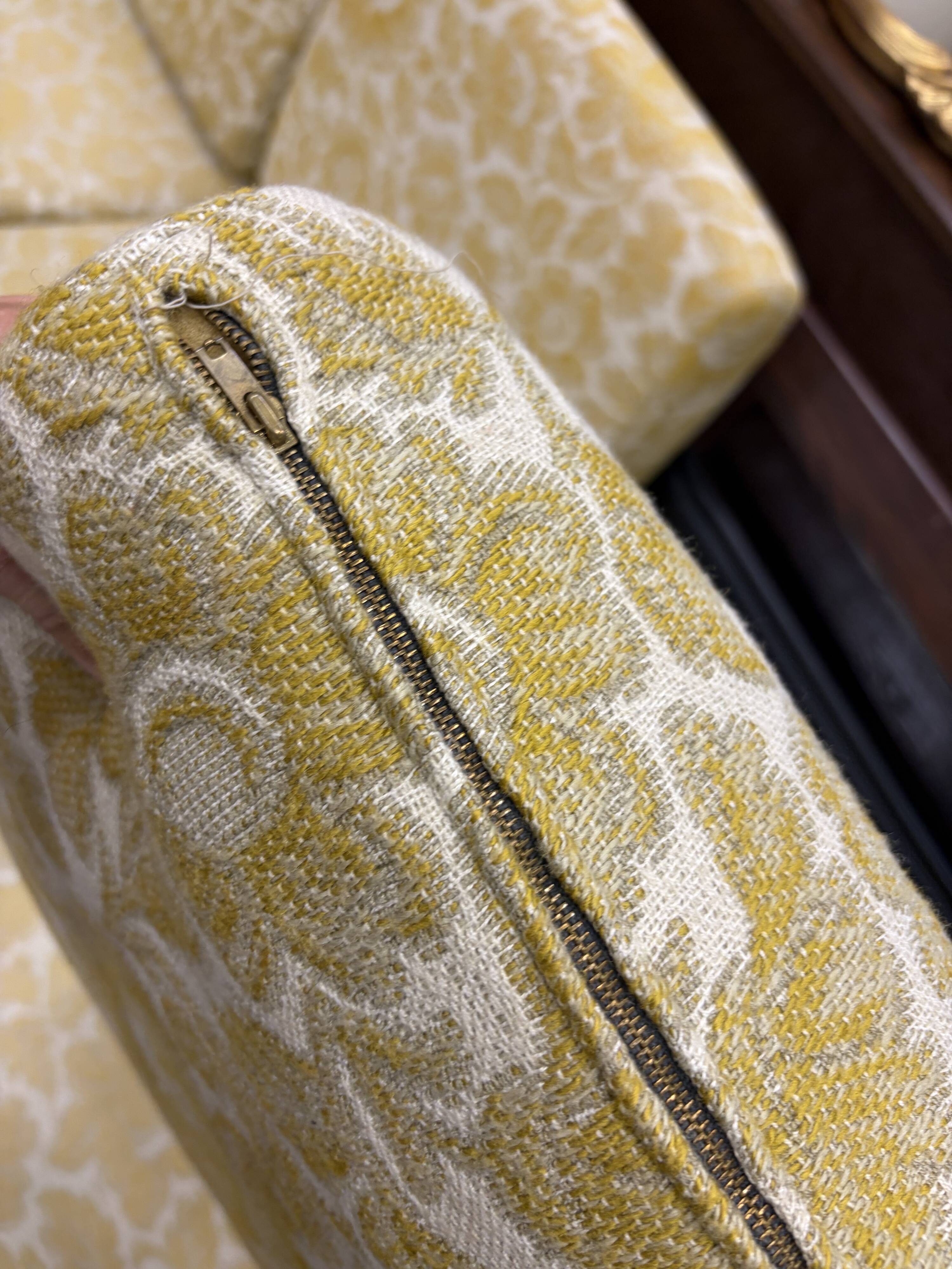 Vintage wooden sofa / armchair with yellow accent