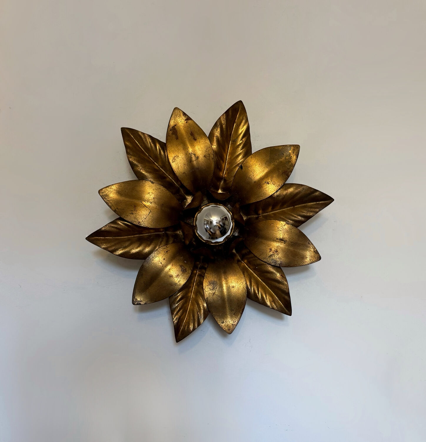 Golden flower wall light from the 70s