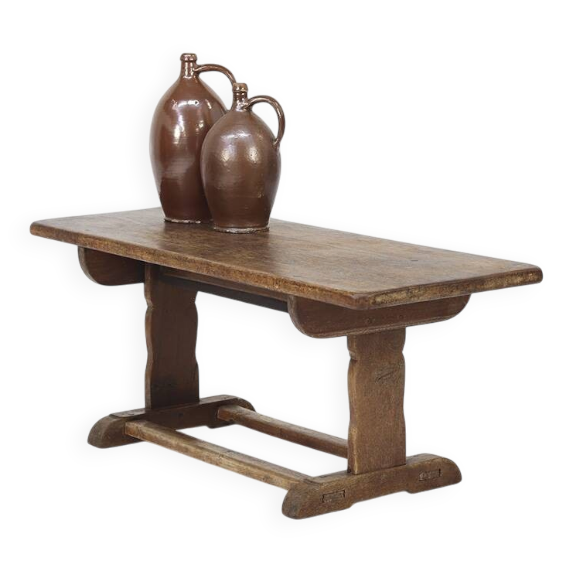 Table basse de ferme rustique antique en chêne