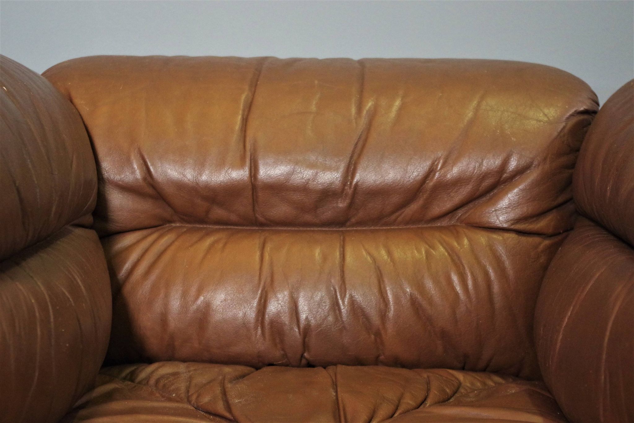 Cognac leather armchairs by BL Arredamenti, 1970s, set of 4