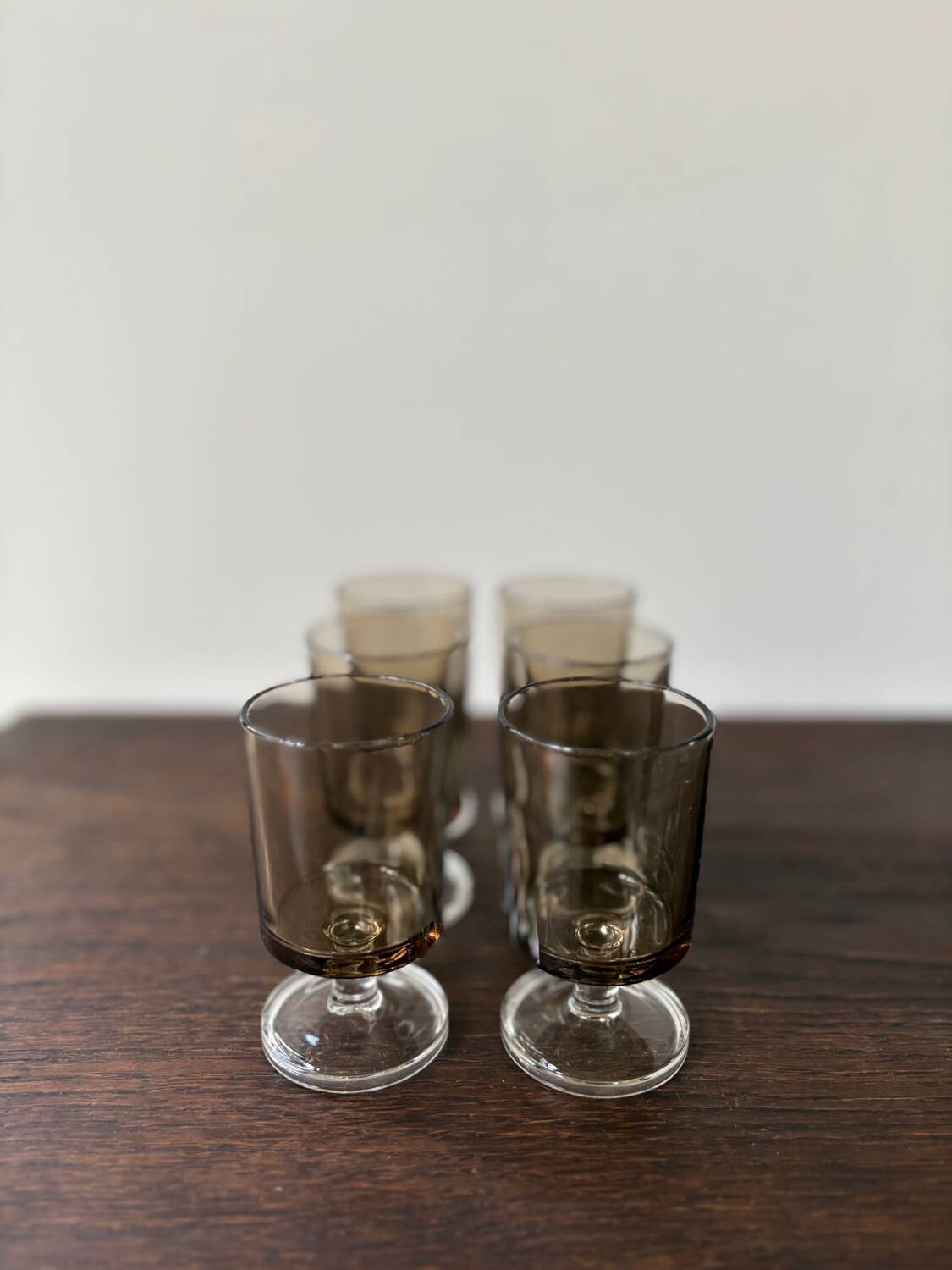 Set of 6 vintage Luminarc stemmed glasses from the 70s