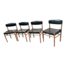 Set of 4 Scandinavian chairs, teak and skai, 1960