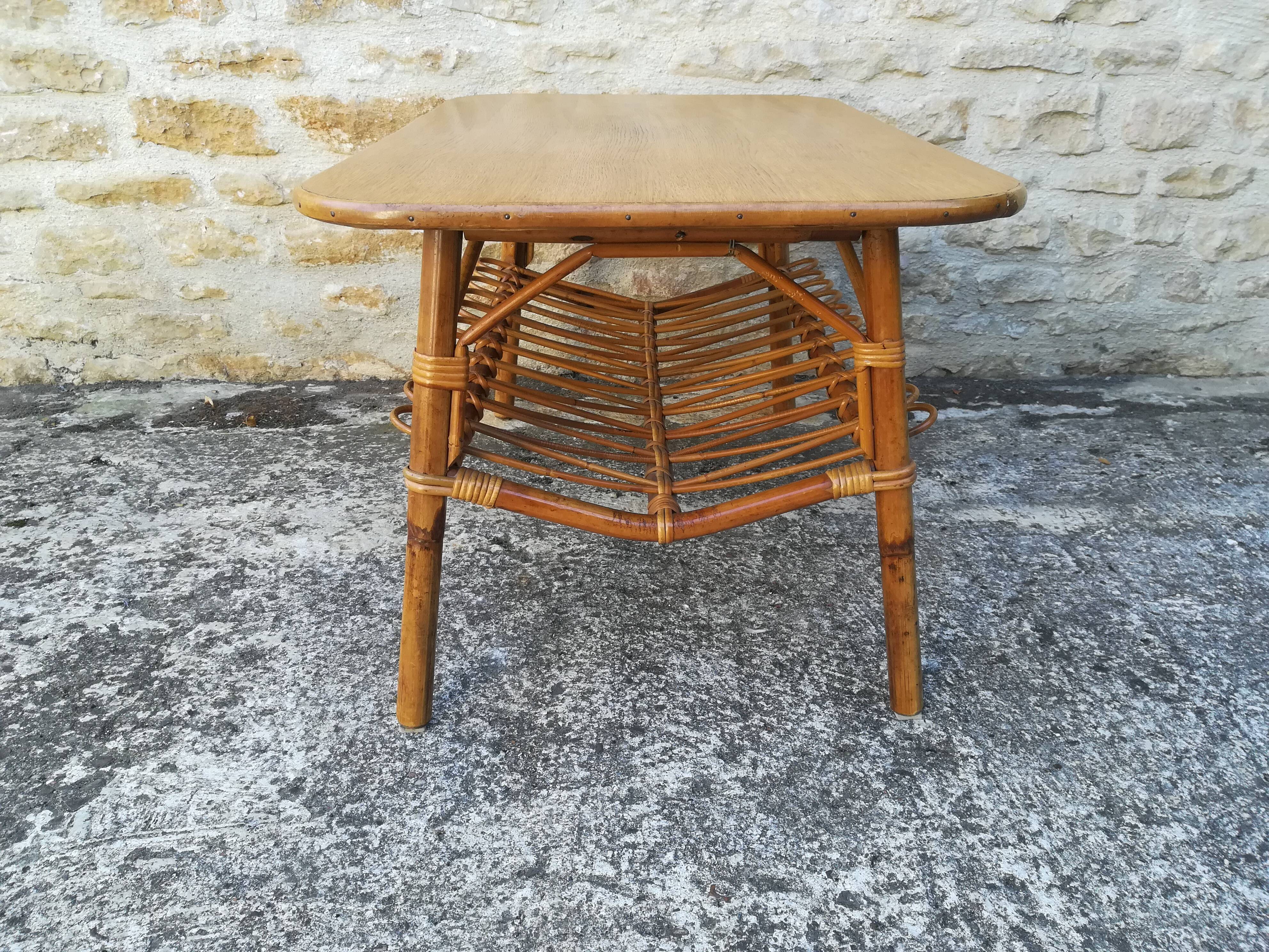 Rattan and bamboo coffee table