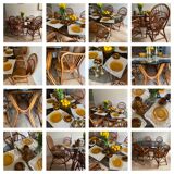 Rattan high table / smoked glass top