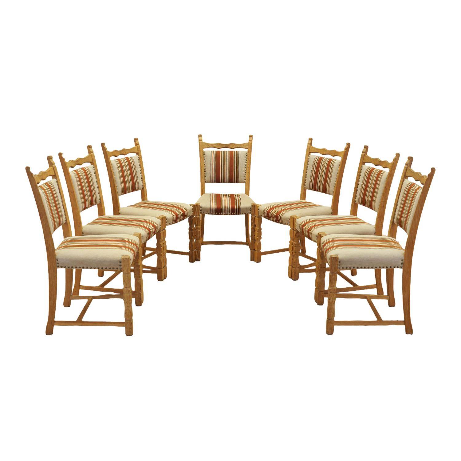 Henning Kjærnulf dining chairs, oak, Danish design, 1960s