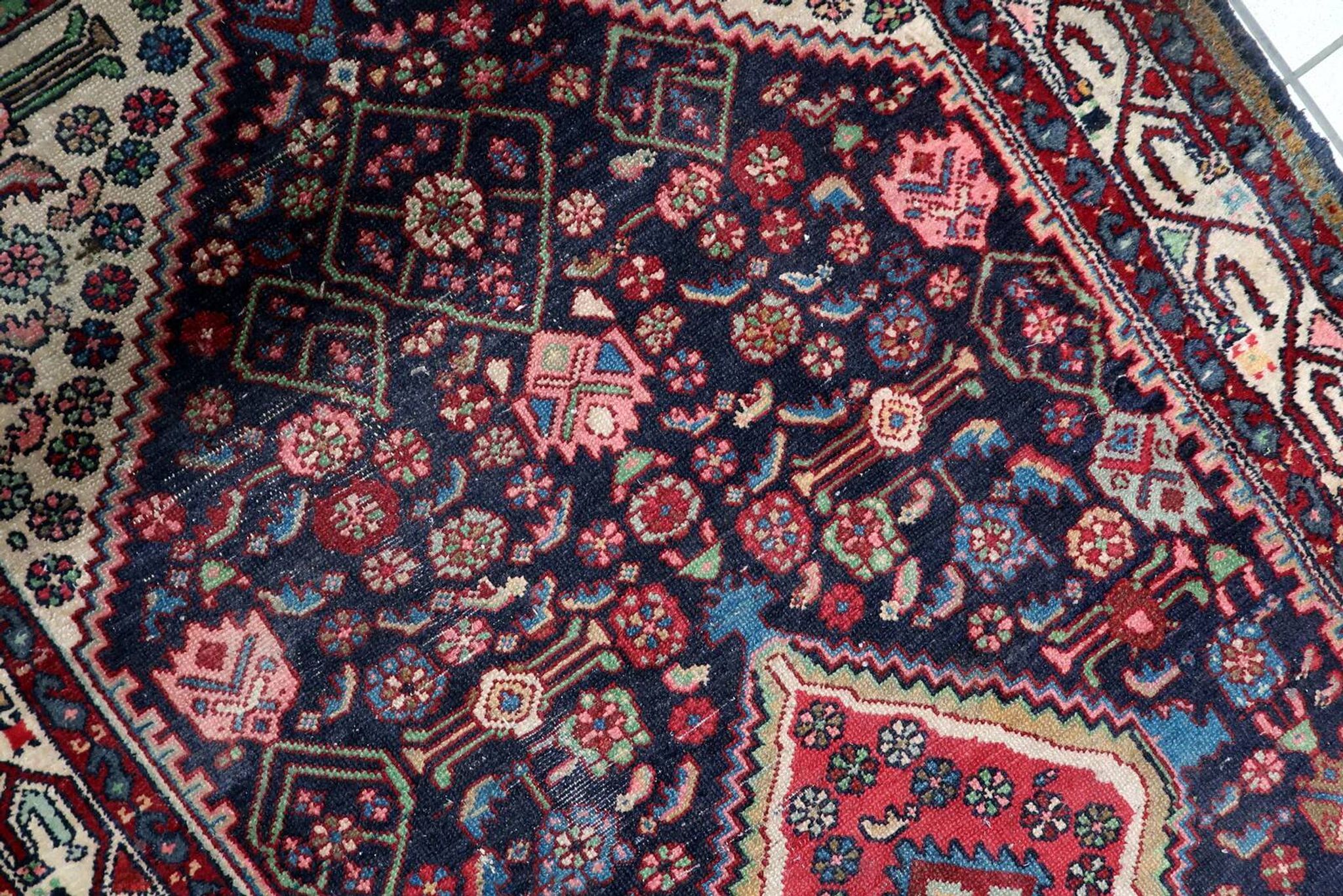Antique Persian Hamadan handmade rug 3.8' x 6.7' 1920s - 1C1215