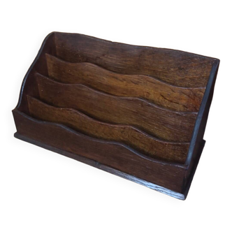 Mail holder 4 wooden boxes vintage office #a362