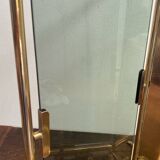 Brass magazine rack and blue-tinted glasses, 1950s.