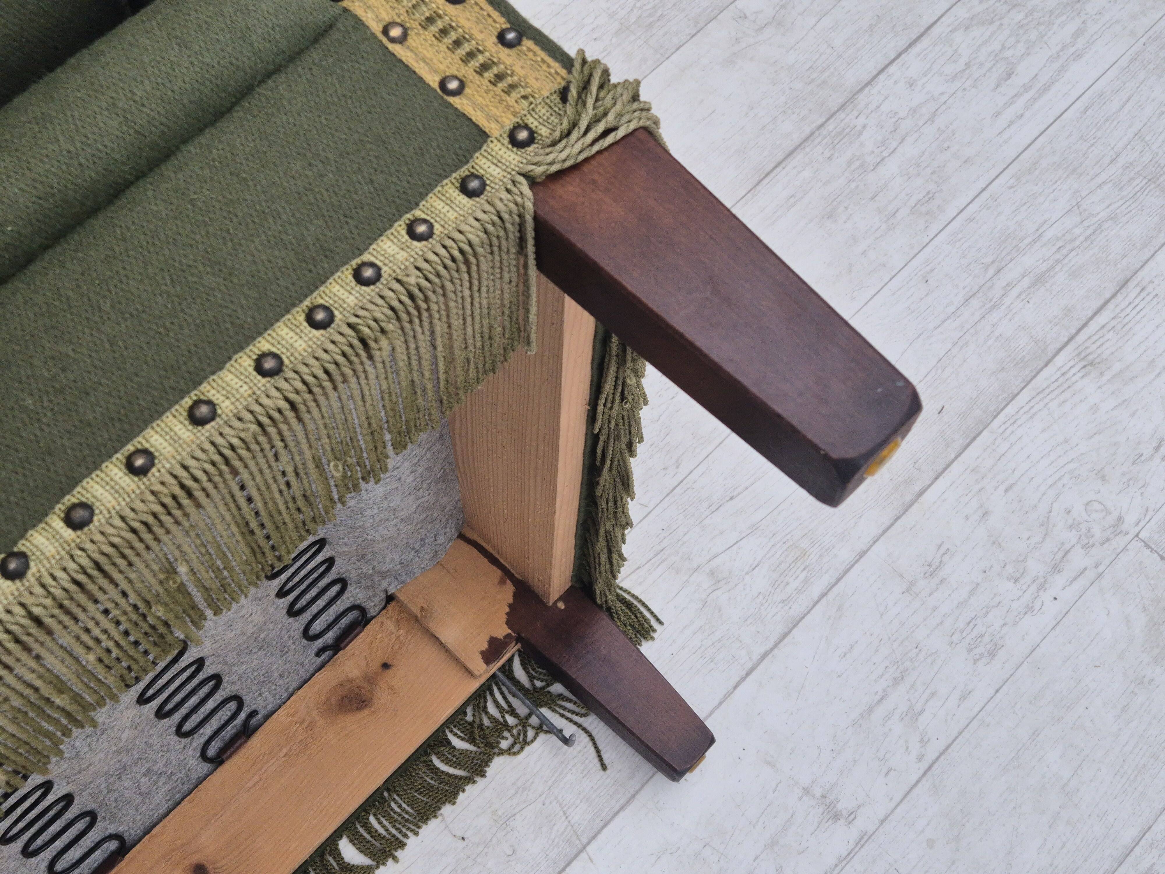 Canapé danois 2 places en velours et laine, années 1970