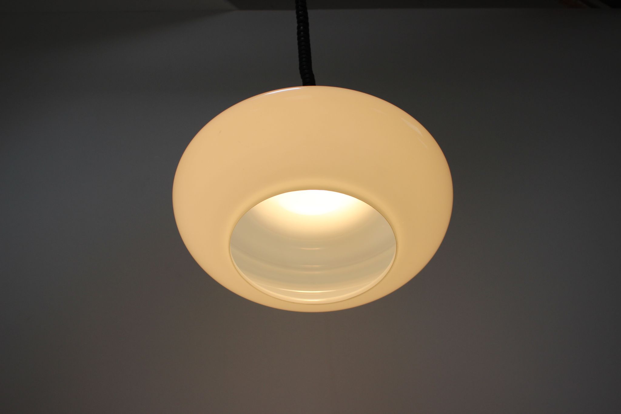 Mid-century adjustable glass pendant, 1970's